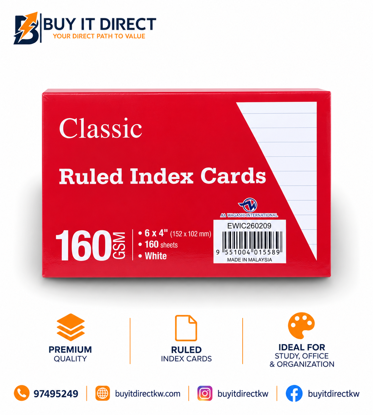 Ruled Index Cards 100 Sheets 6 x 4 Inches