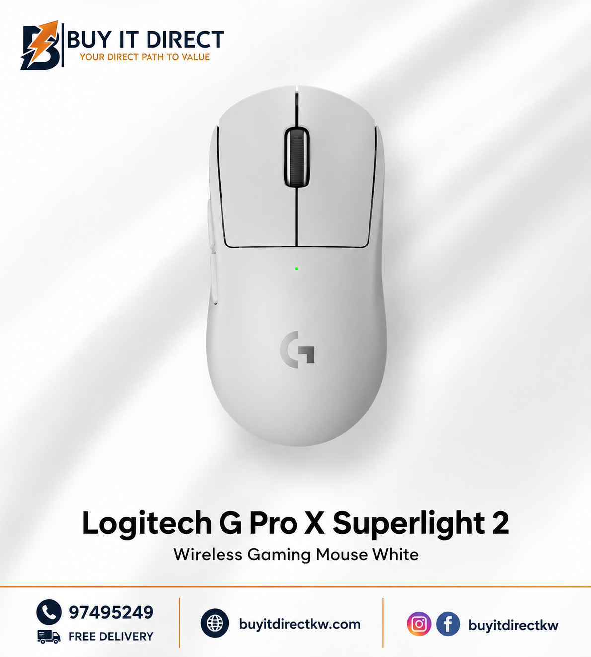 ماوس الألعاب اللاسلكي Logitech G PRO X SUPERLIGHT 2 SE بتقنية LIGHTSPEED بدقة 44000 DPI ووزن 60 جرام أبيض