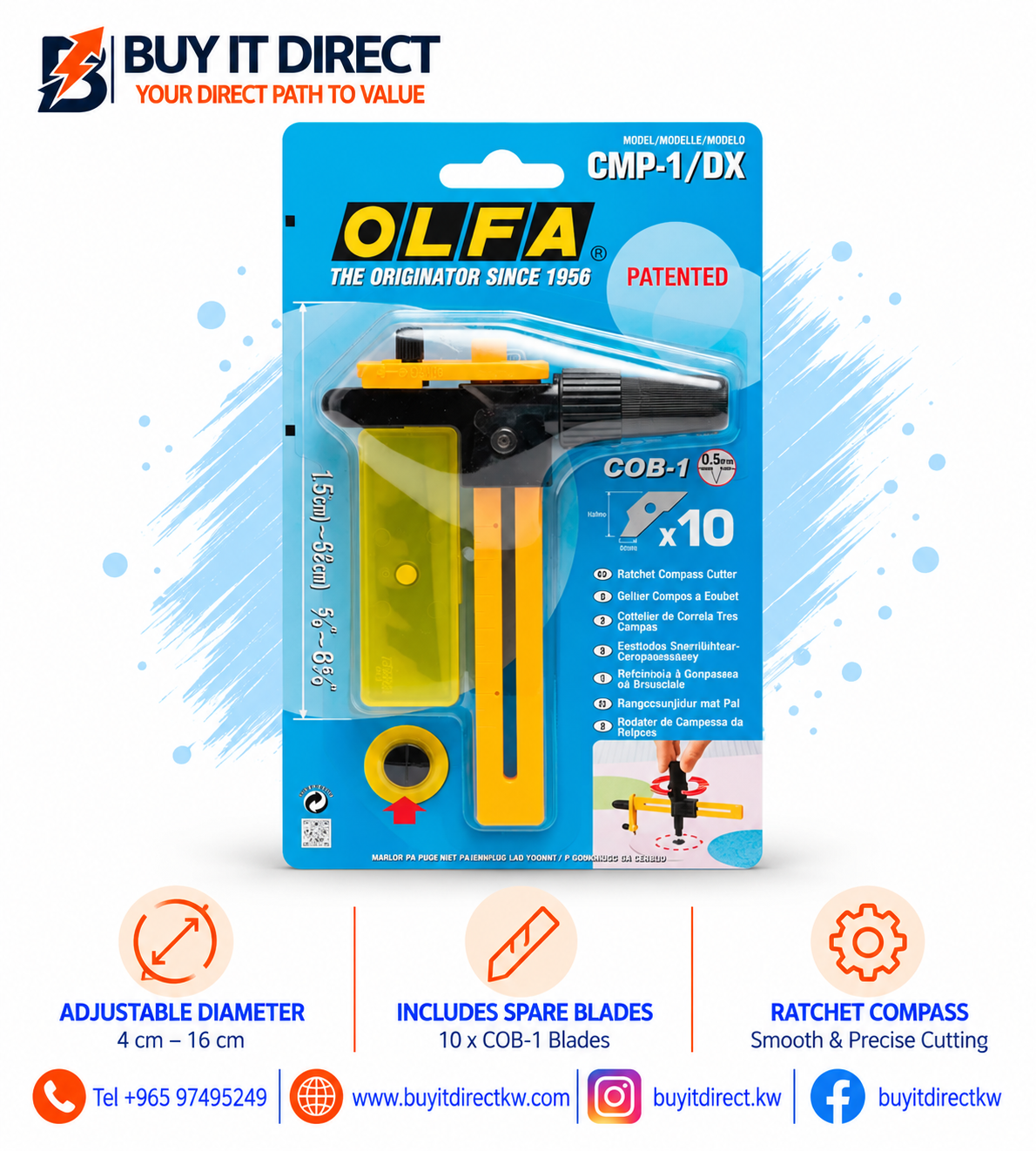 OLFA CMP-1/DX Ratchet Compass Cutter