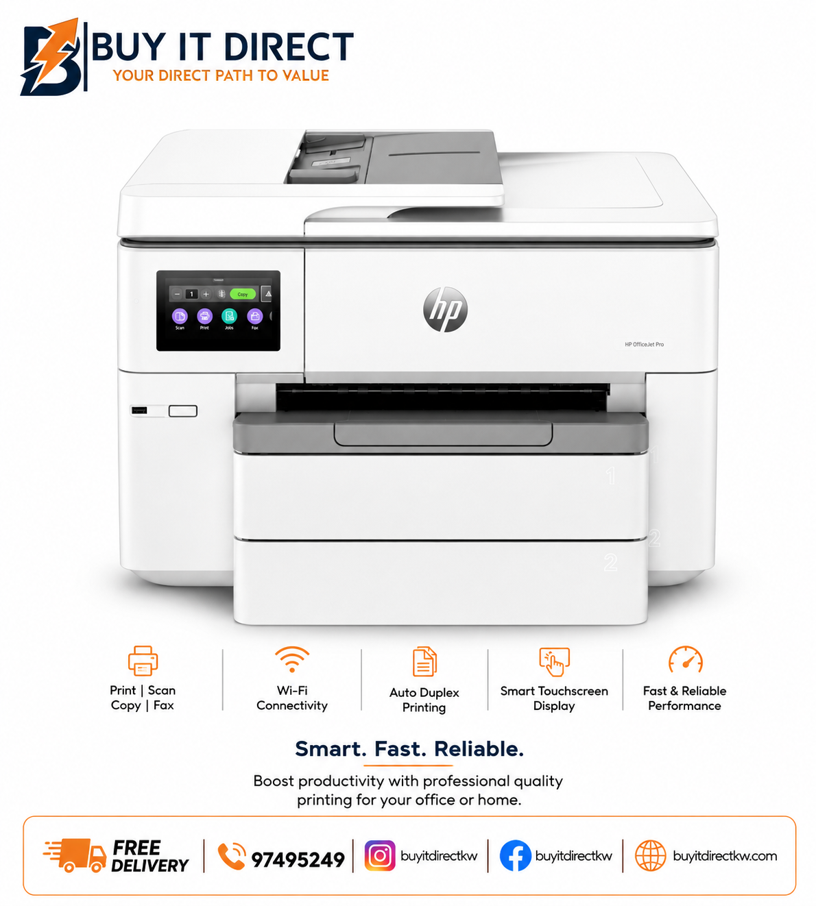 HP OfficeJet Pro 9730 A3 Wide Format All in One Colour Inkjet Printer Print Copy Scan
