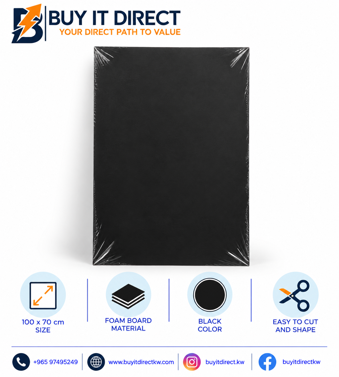 Foam Board Black 100 x 70 cm