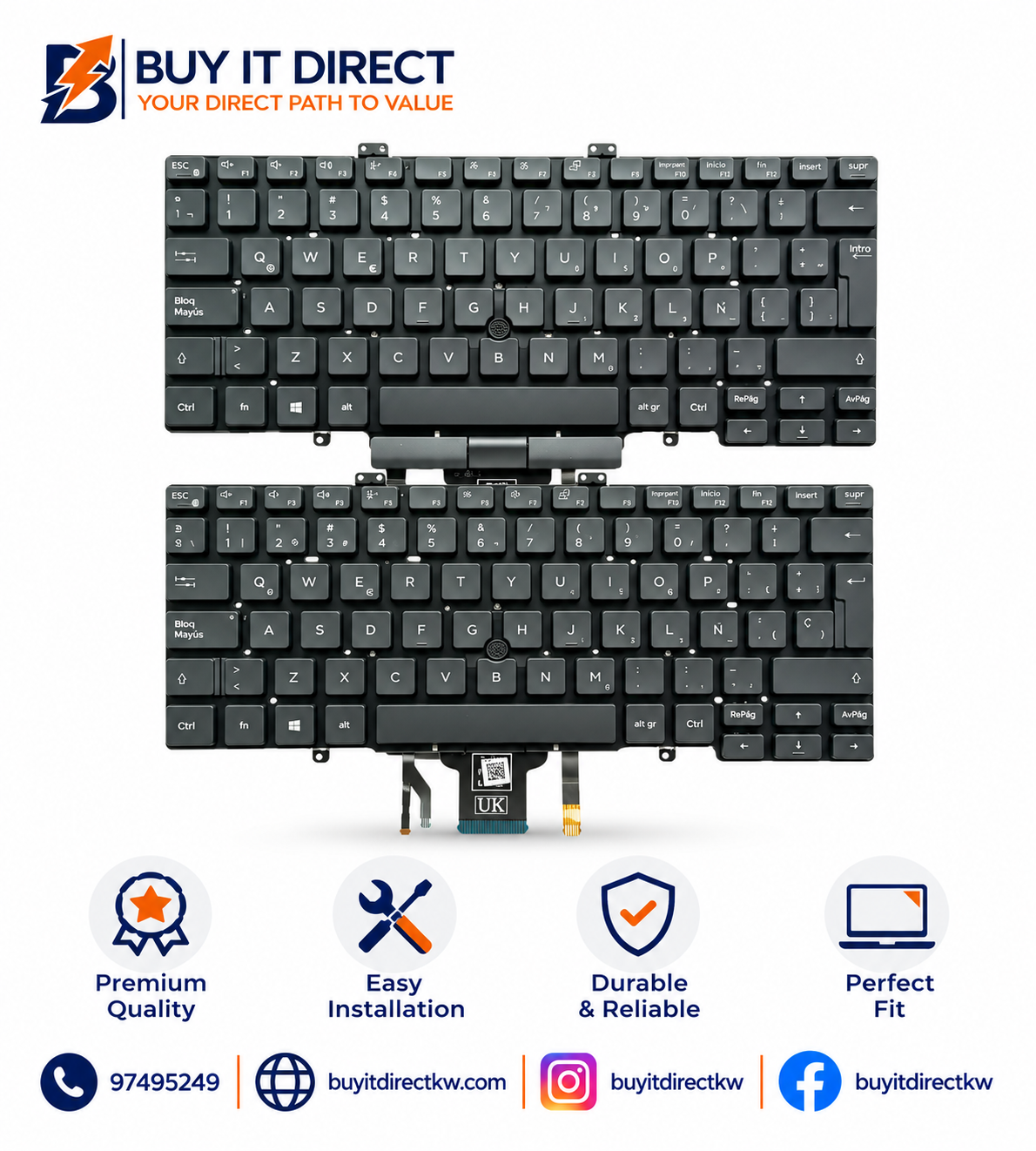 Dell Latitude 5400 5401 5410 5411 2019 Laptop Keyboard Backlit Pointer Black US English Arabic Layout