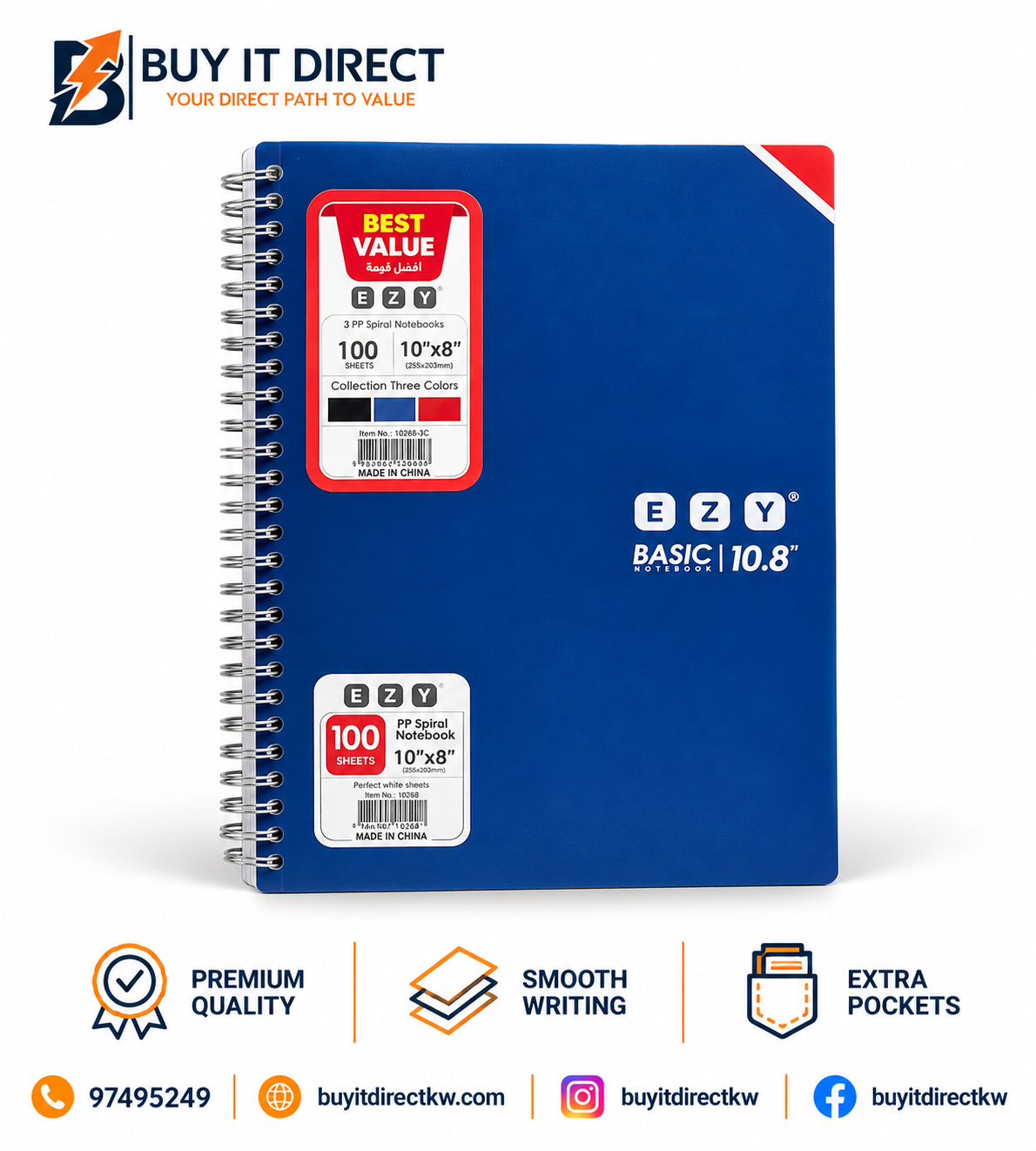 100 Sheets 10x8 3 Notebooks