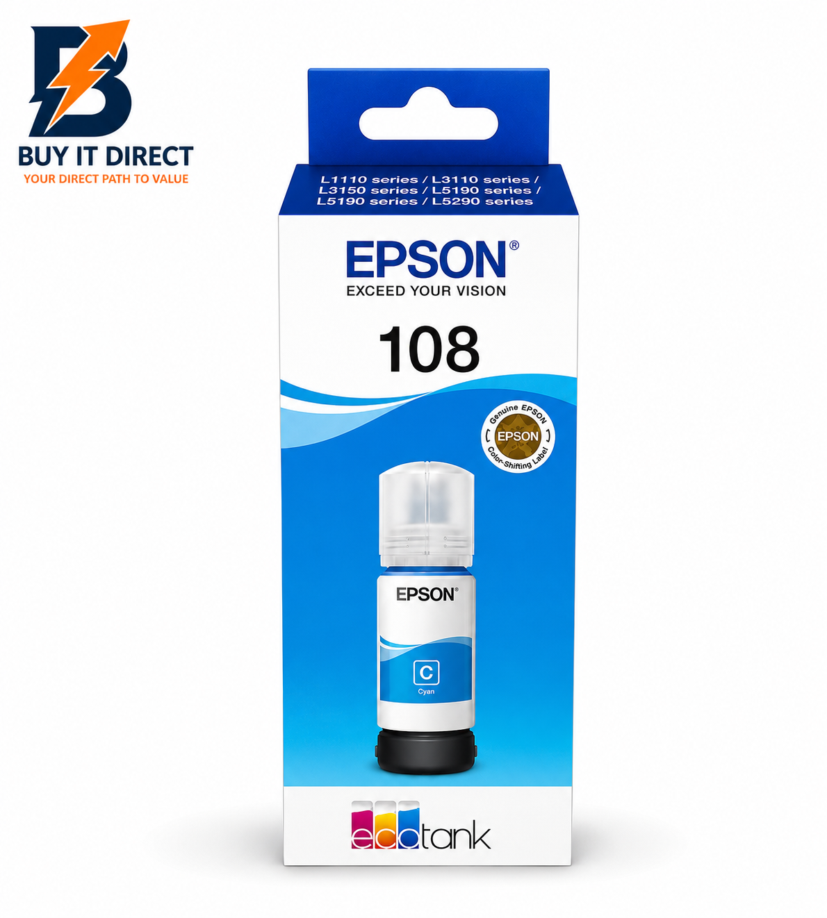 1 × عبوة حبر Epson 108 EcoTank Cyan سعة 70 مل