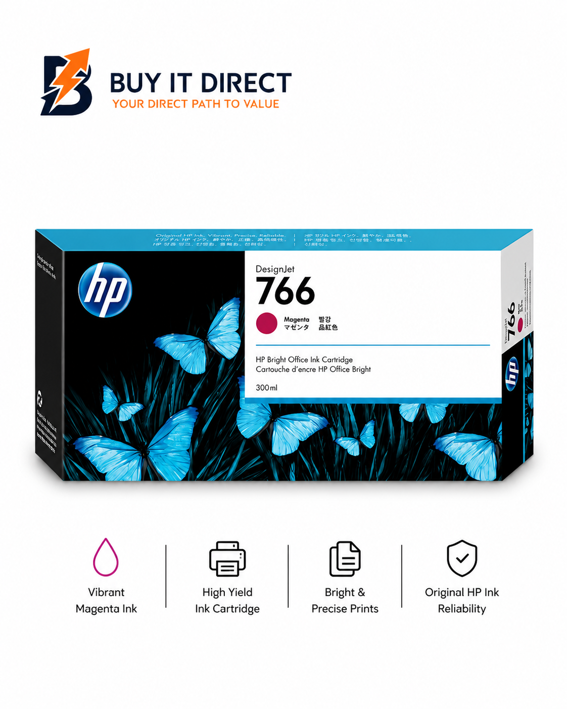 خرطوشة حبر HP 766 أرجواني 300ml لطابعات DesignJet