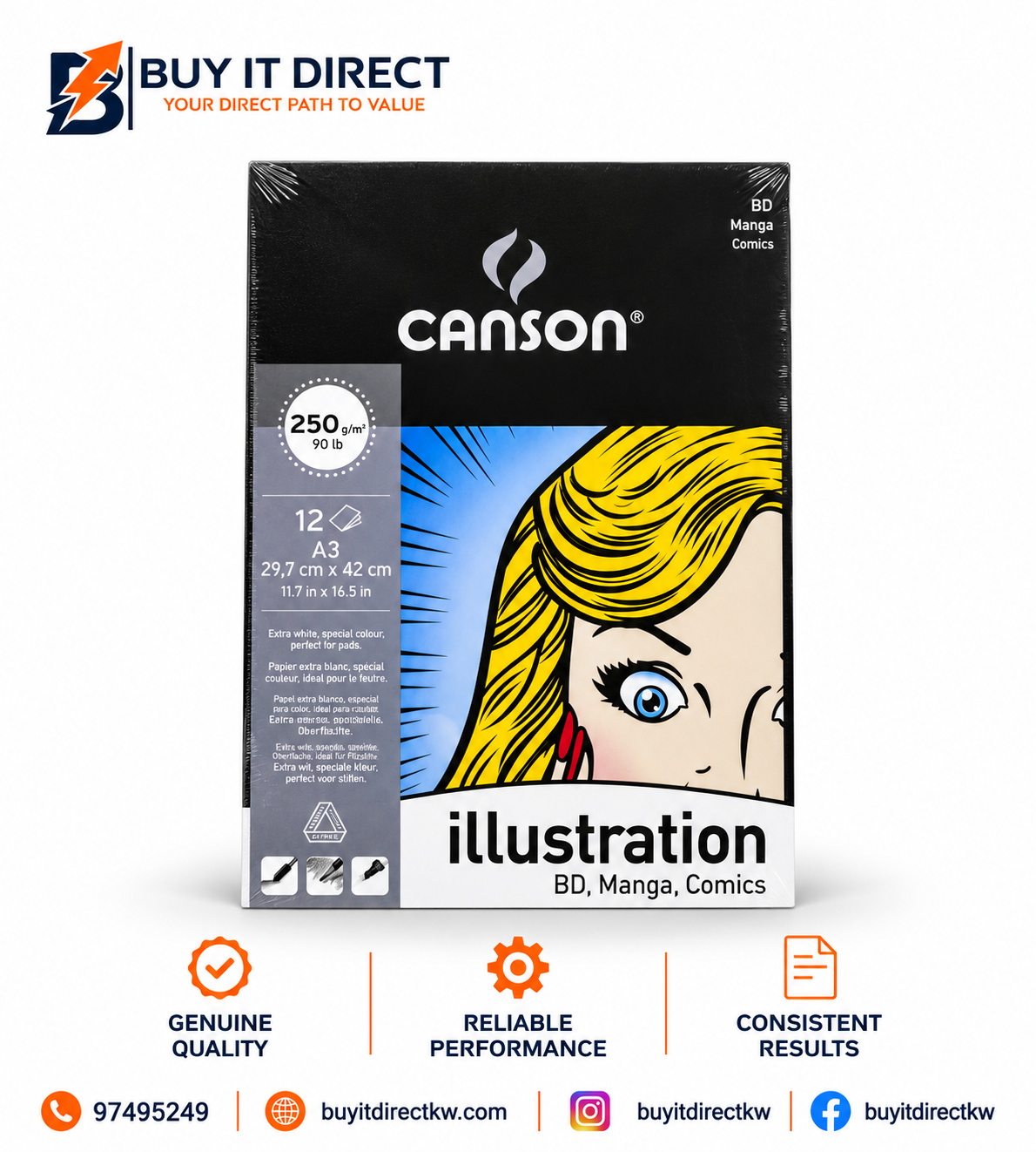 Canson Illustration BD Manga Comics Paper 250 gsm