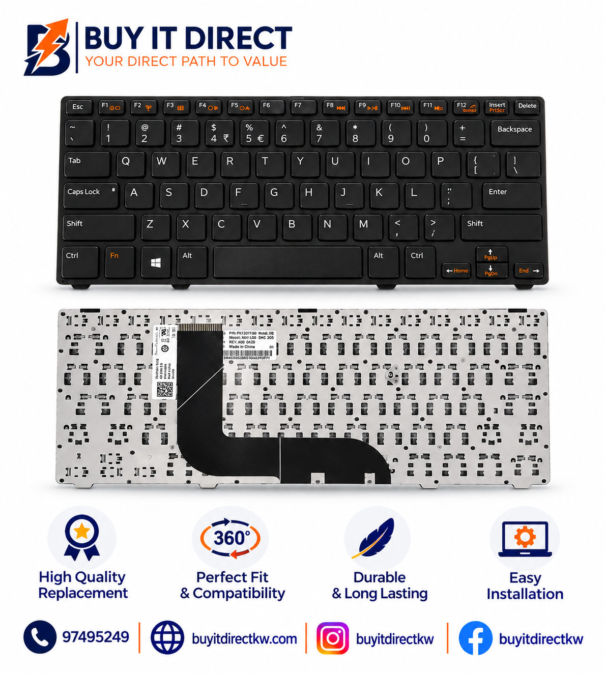 Dell Inspiron 13z 5323 Replacement Laptop Keyboard US English Arabic Layout Compatible with 14z 5423 14z 4523 Vostro 3360