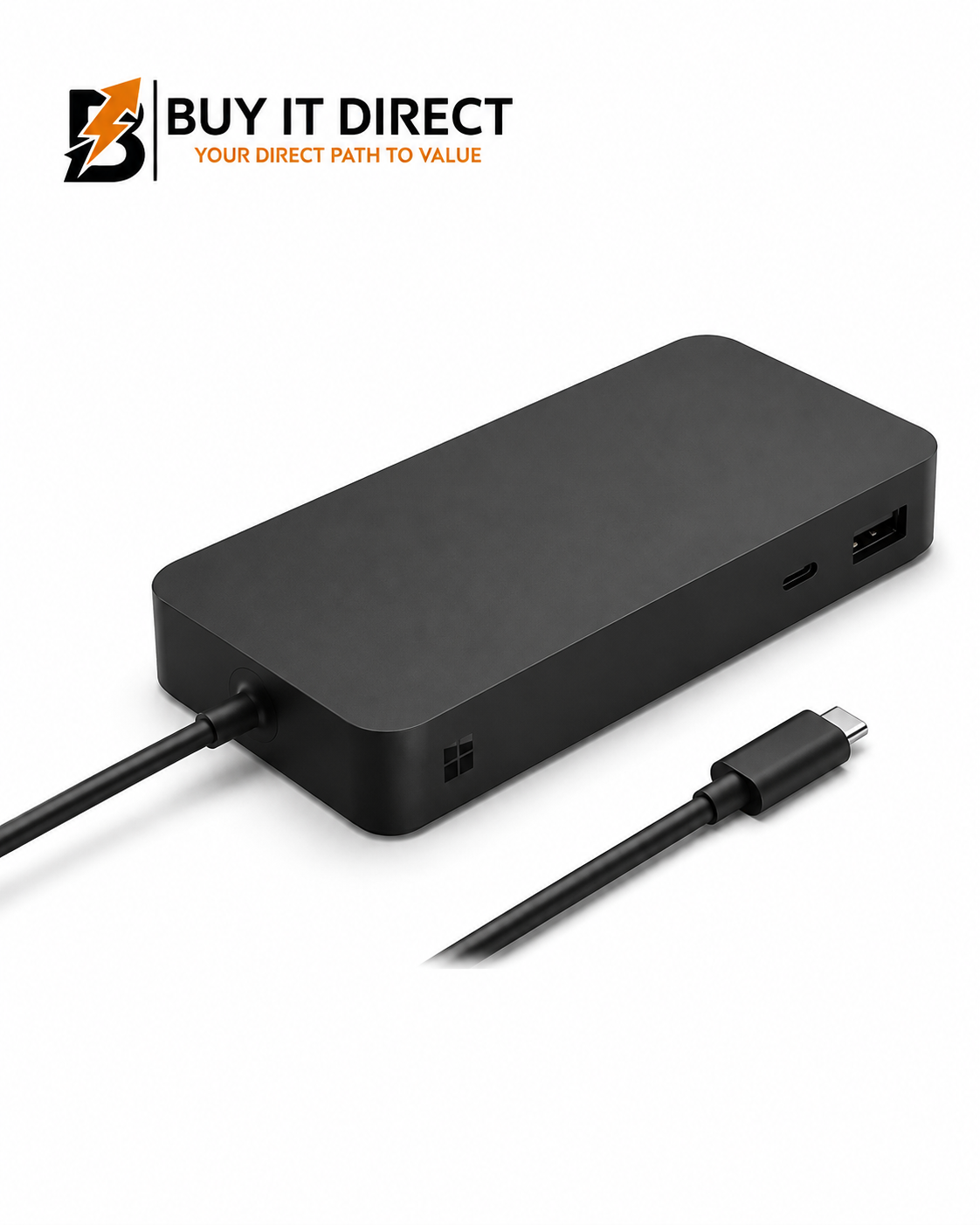 محطة إرساء Microsoft Surface Thunderbolt 4 Dock بمنفذ USB C و USB A و Ethernet بسرعة 2.5 جيجابت ودعم شاشتين 4K باللون الأسود