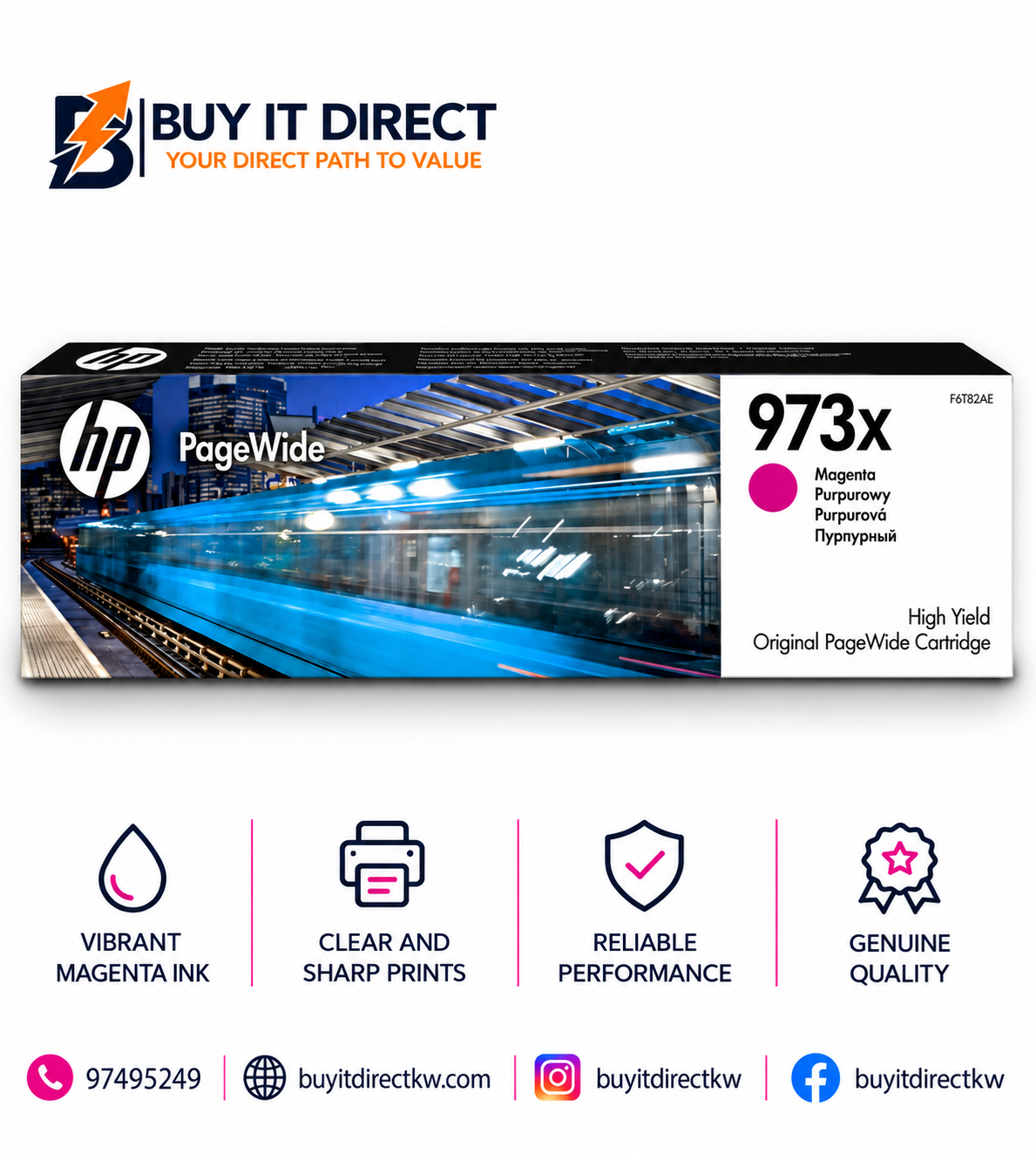 HP 973X High Yield Magenta Original PageWide Cartridge