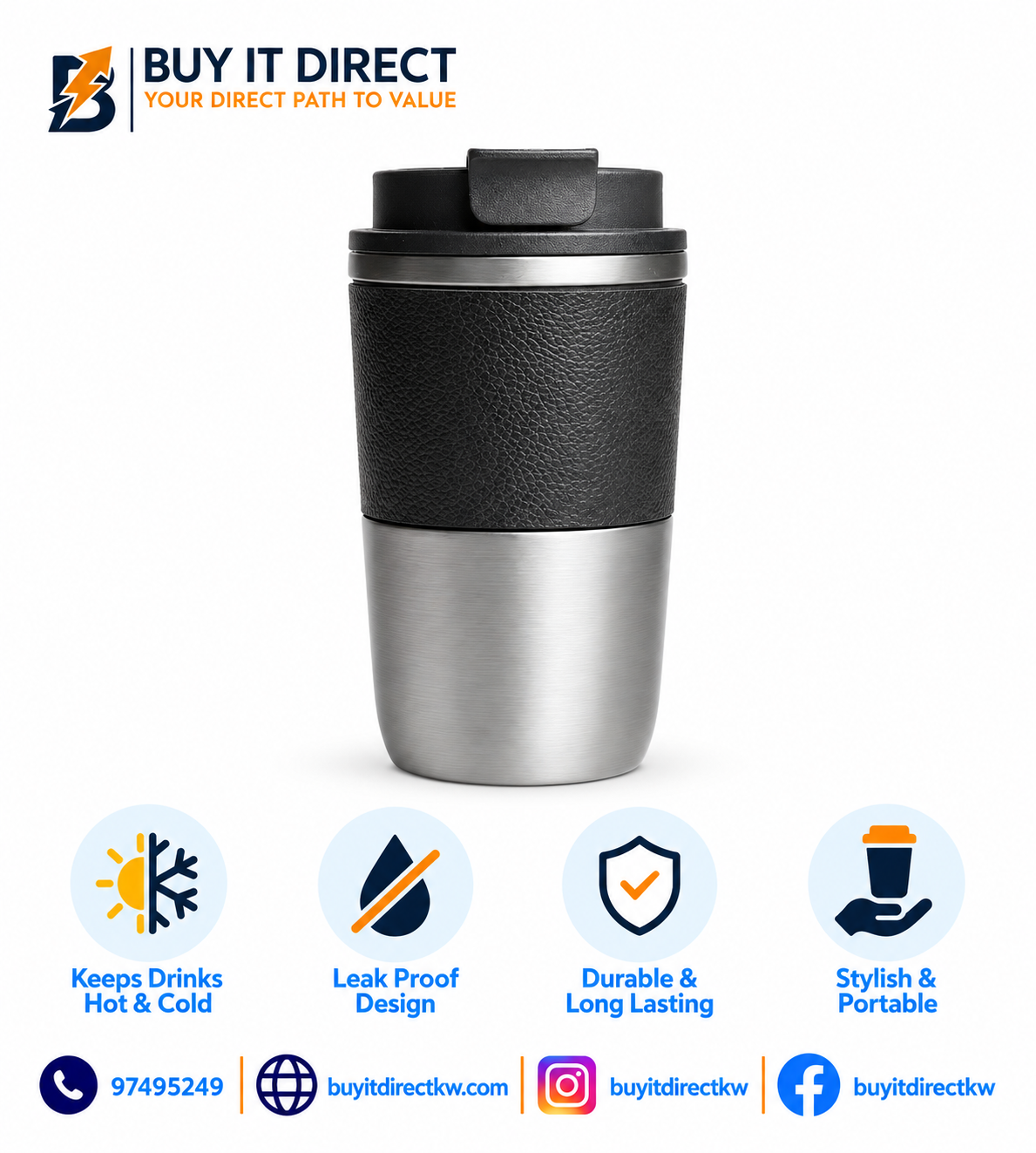 Cozy Tumbler Mug 420ml Double Wall Stainless Steel Mug