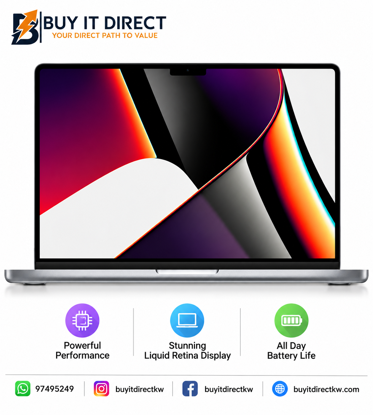 Apple MacBook Pro 16 Inch M1 Pro 16GB RAM 512GB SSD Space Gray English Arabic Keyboard