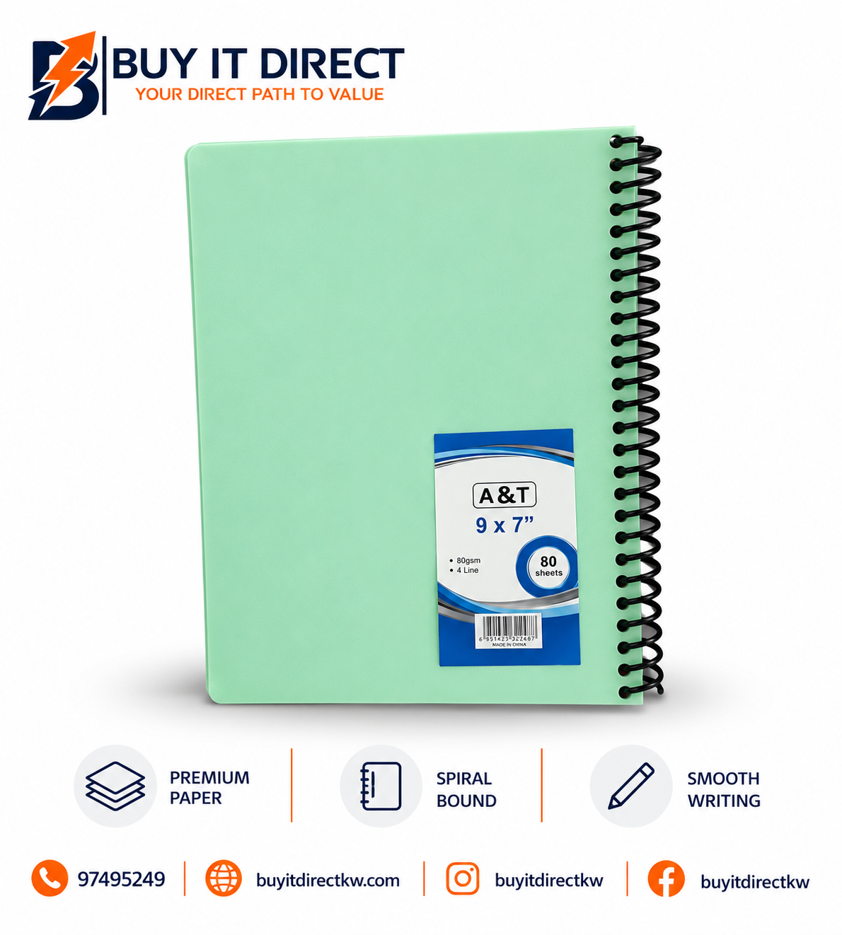 A&T English 4 Lines Notebook 9 x 7 Inch 80 Sheets