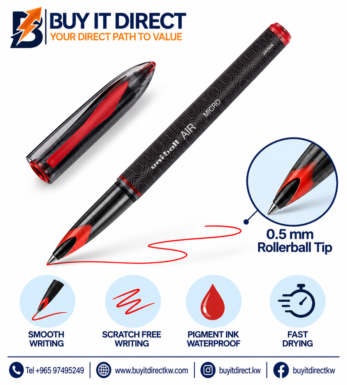uni-ball AIR Rollerball Pen 0.5 mm Red