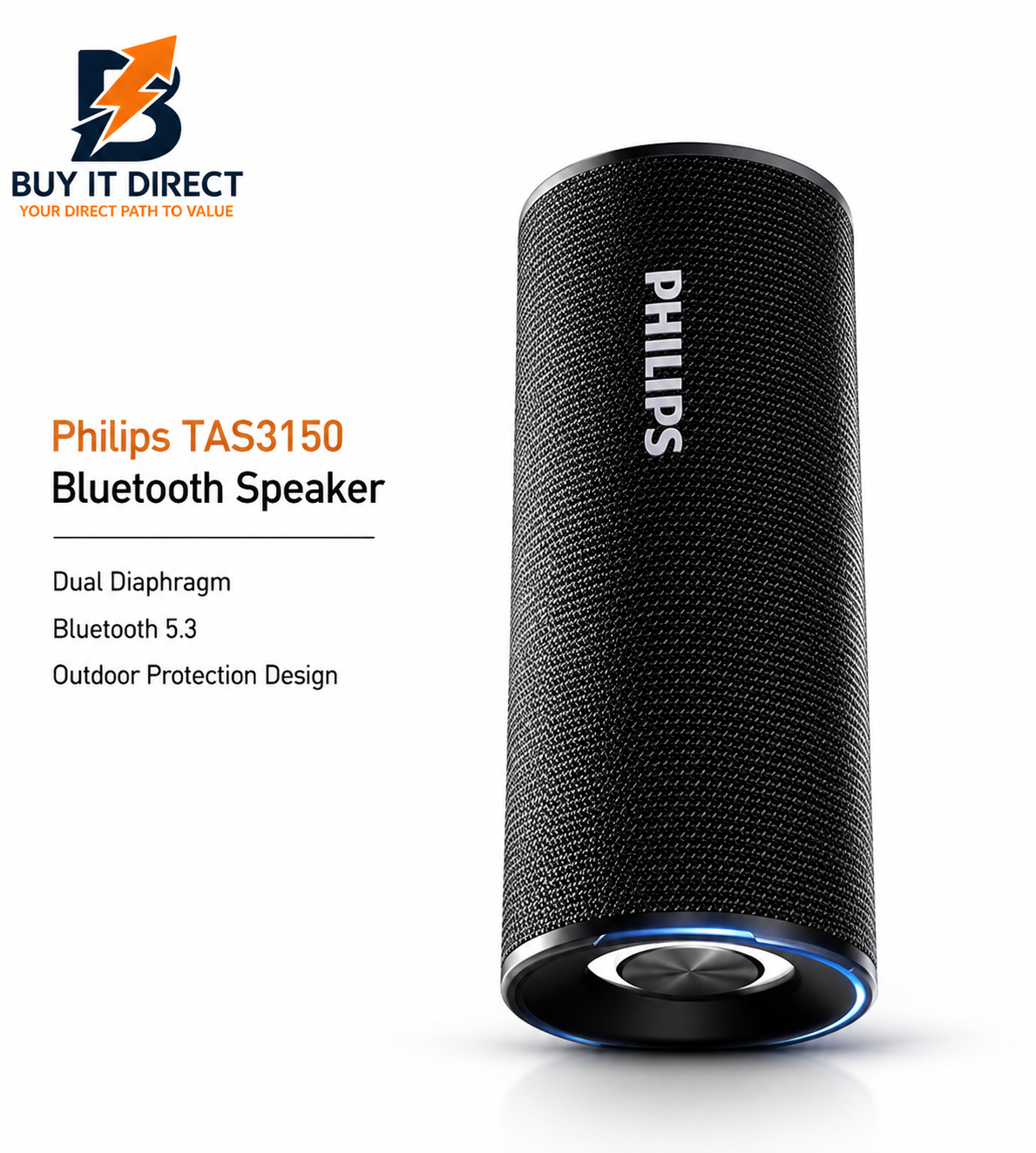 Philips TAS3150WT/93 Portable Bluetooth Speaker – White