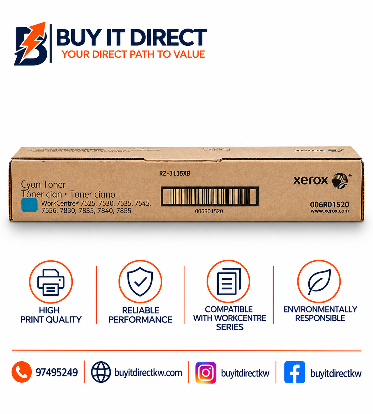 خرطوشة تونر سماوي Xerox 7535 رقم 006R01520