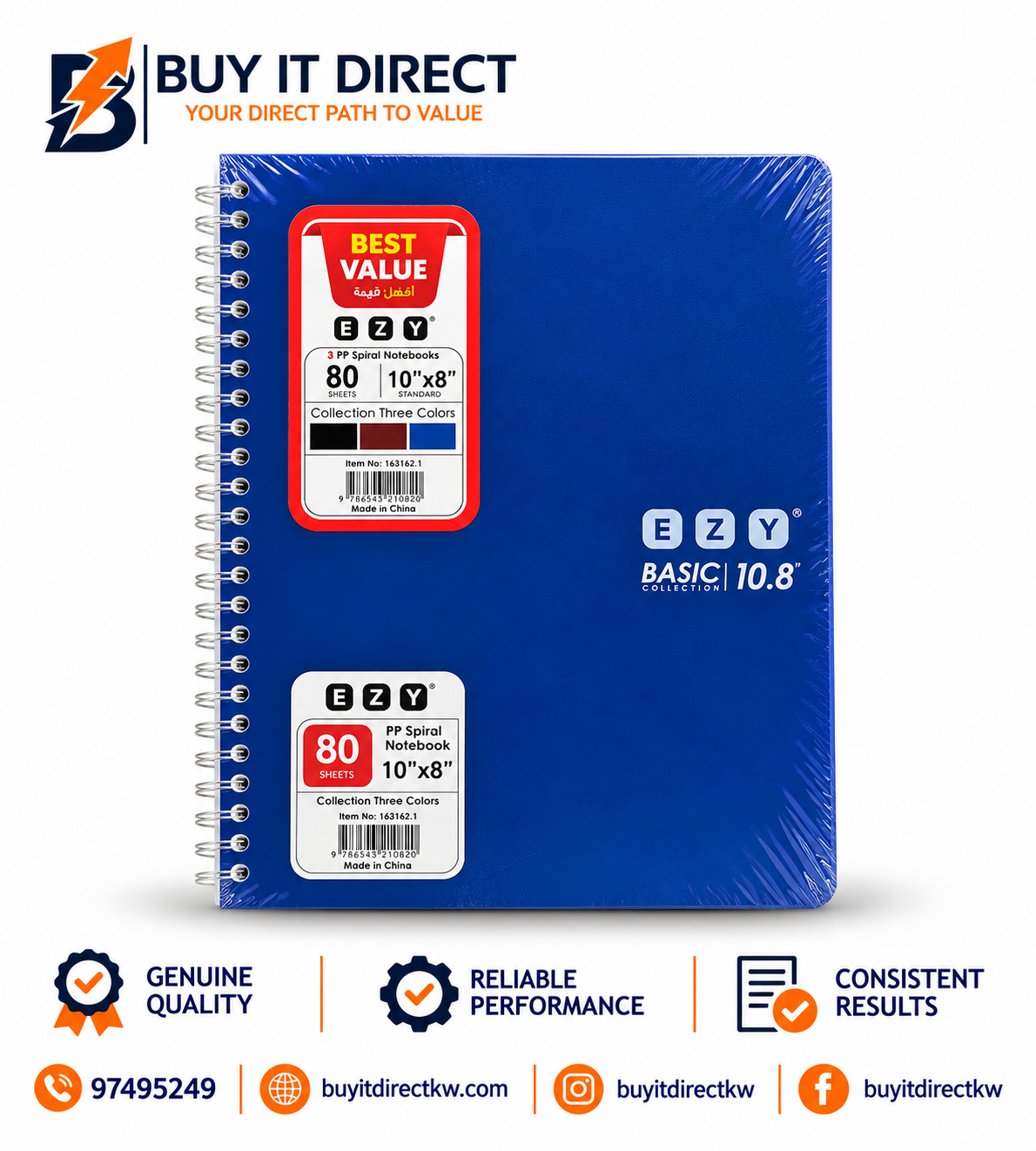 80 Sheets 10x8 3 Notebooks