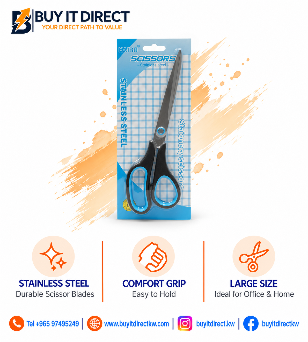 Kaibo Scissors Black and Blue Large