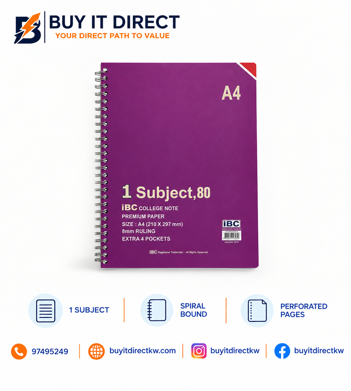 A4 1 Subject Notebook 80 Sheets