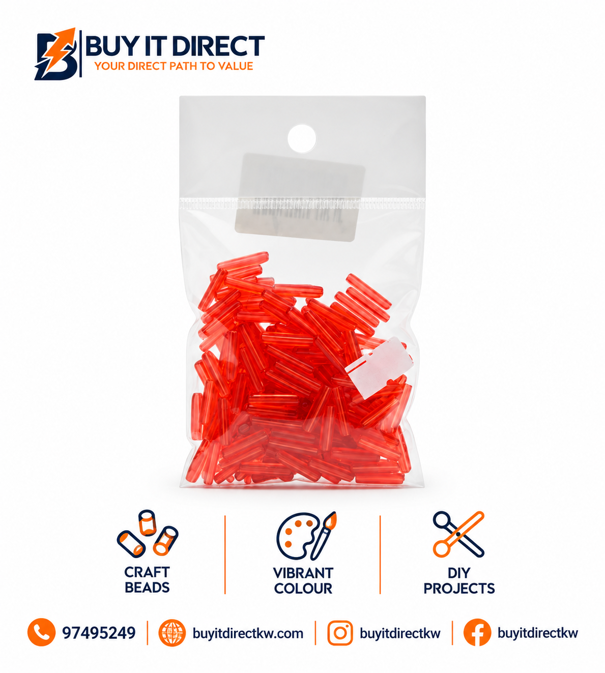 Orange Bugle Beads