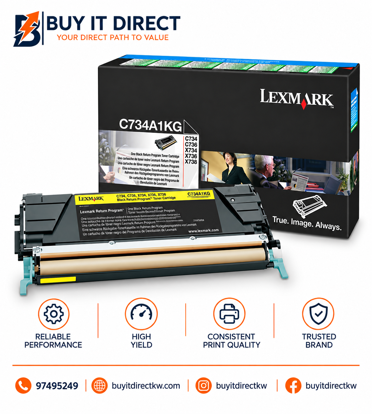 Lexmark C734 Black Toner Cartridge C734A2KG