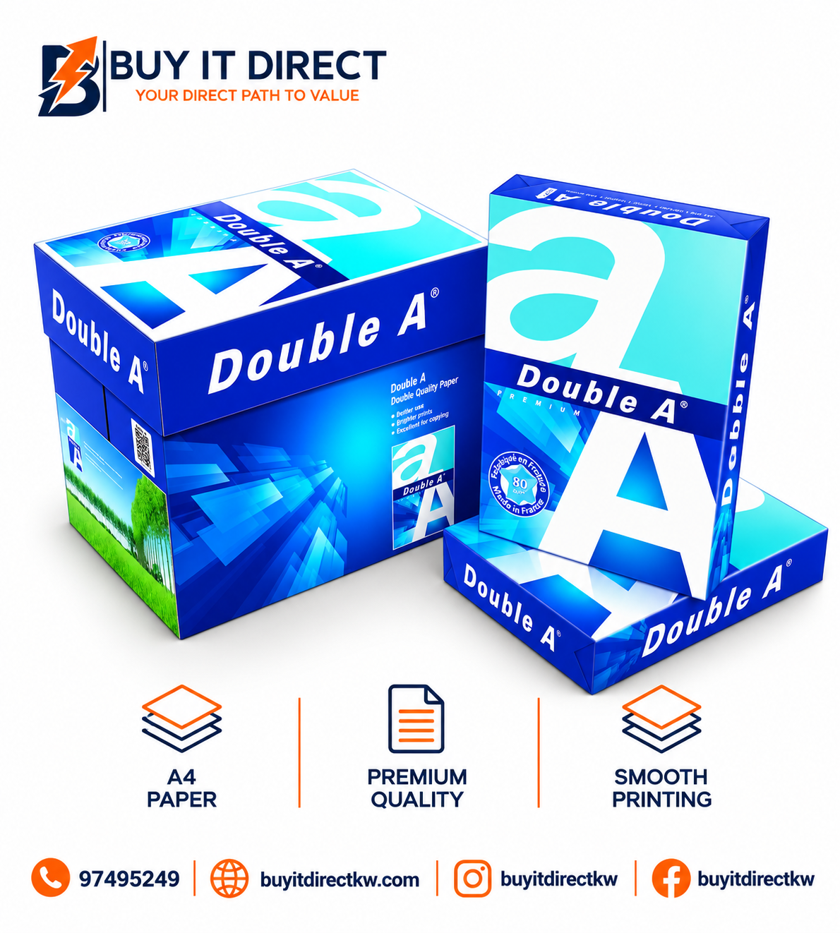 Double A A4 Office Paper 5 Reams