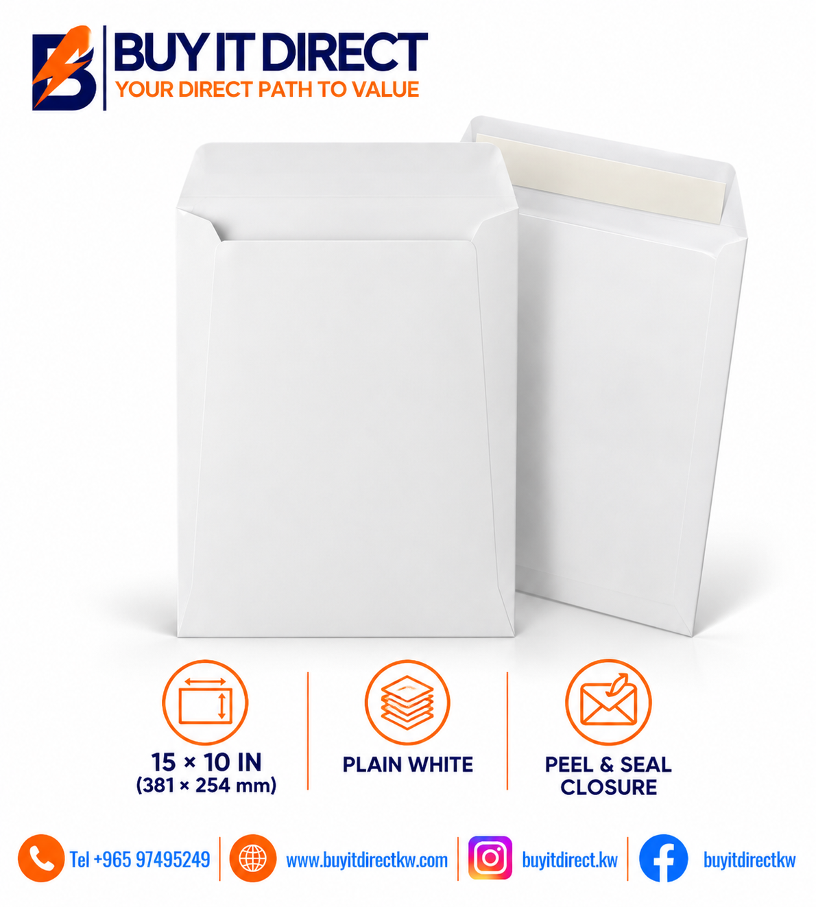 Plain White Envelope 15 x 10 Inch