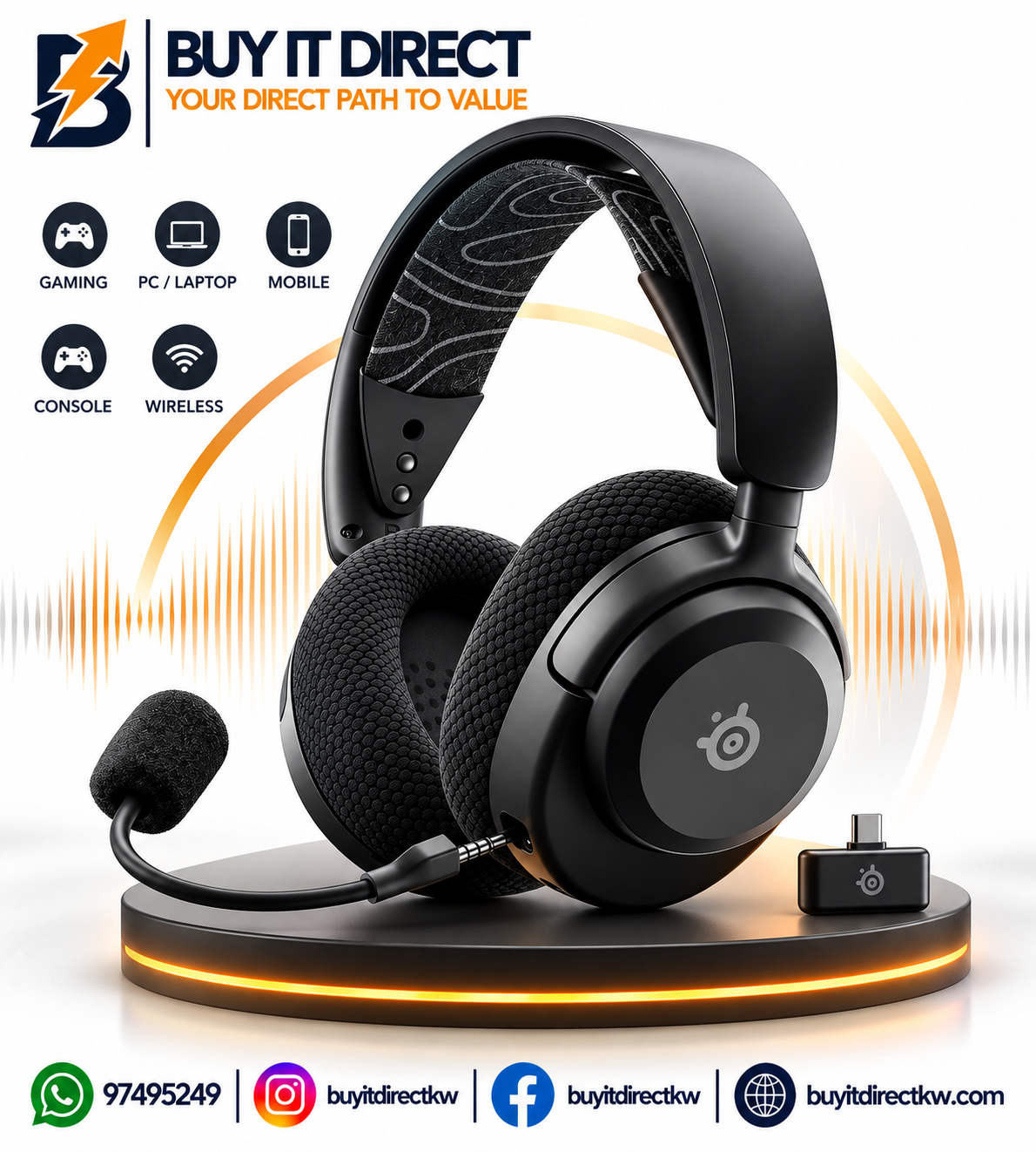 SteelSeries 61686 Arctis Nova 3P Wireless for PlayStation – Black Gaming Headset with Mobile App Control