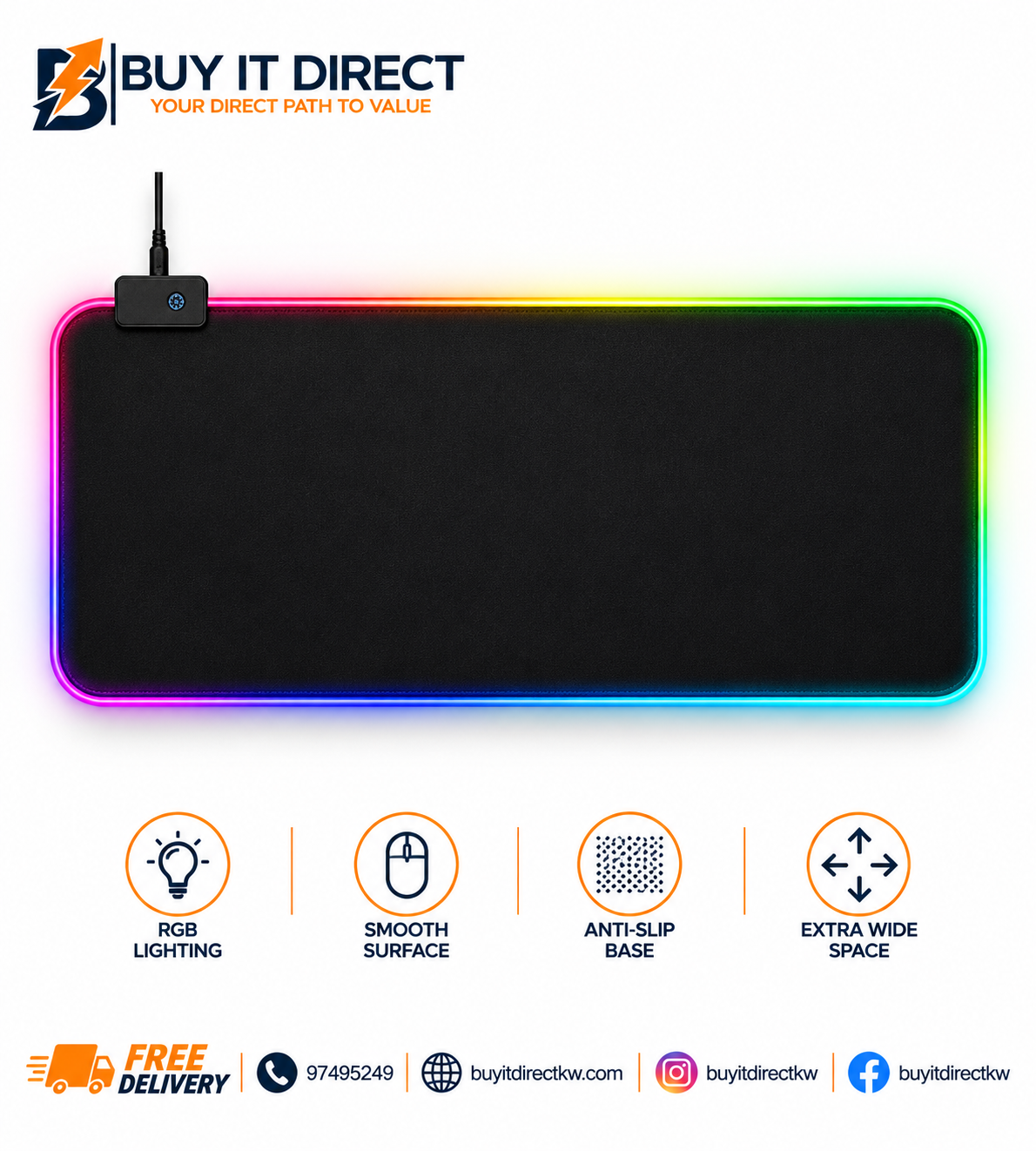 RGB Gaming Mouse Pad 30x70cm