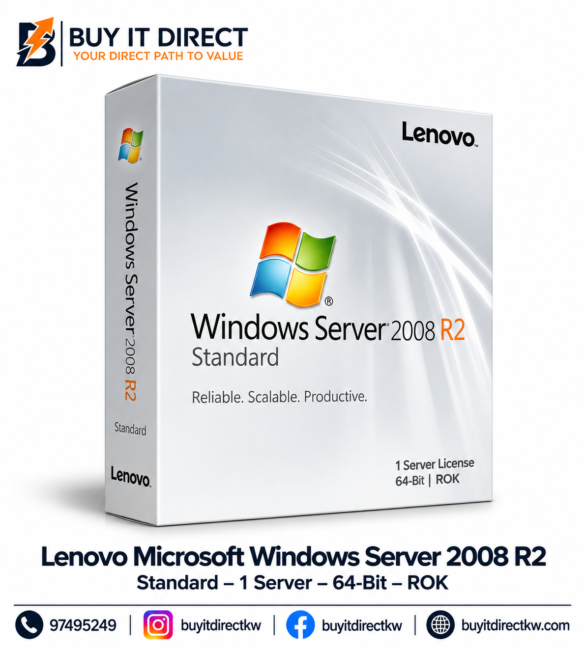 Lenovo Microsoft Windows Server 2008 R2 Standard – 1 Server – 64-Bit – ROK