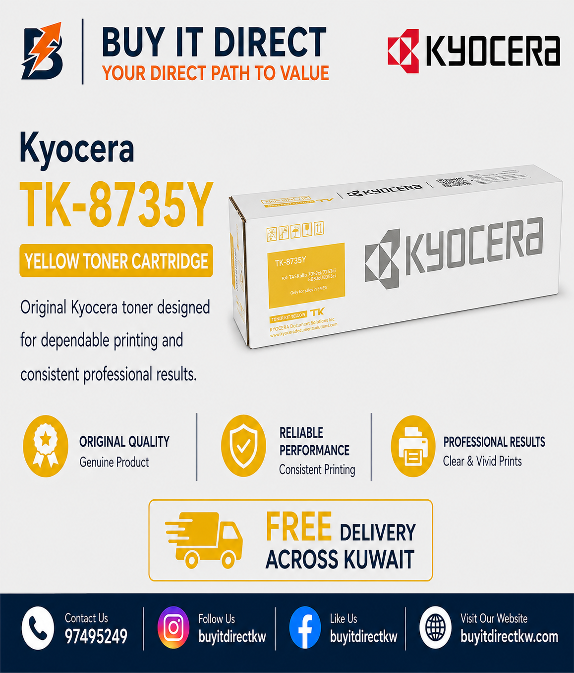Kyocera TK8735Y Yellow Toner Cartridge