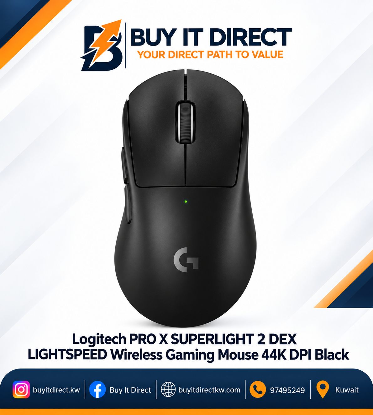 ماوس لوجيتك PRO X SUPERLIGHT 2 DEX لاسلكي للألعاب بتقنية LIGHTSPEED بدقة 44000 DPI أسود