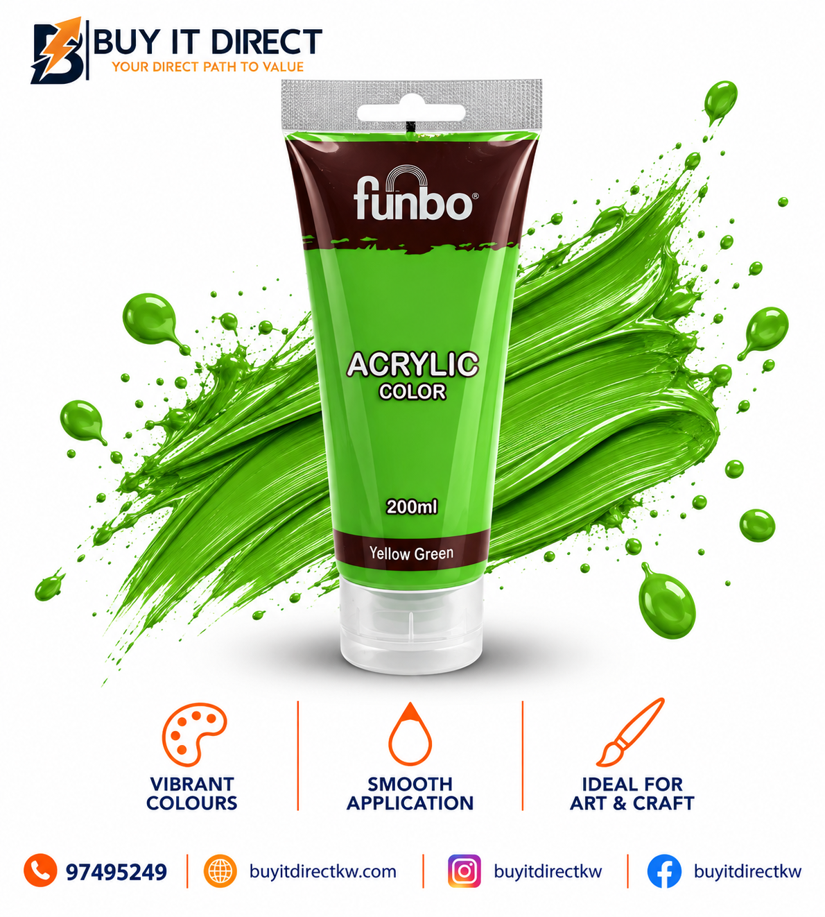 Acrylic Color Paint 200 ml Yellow Green