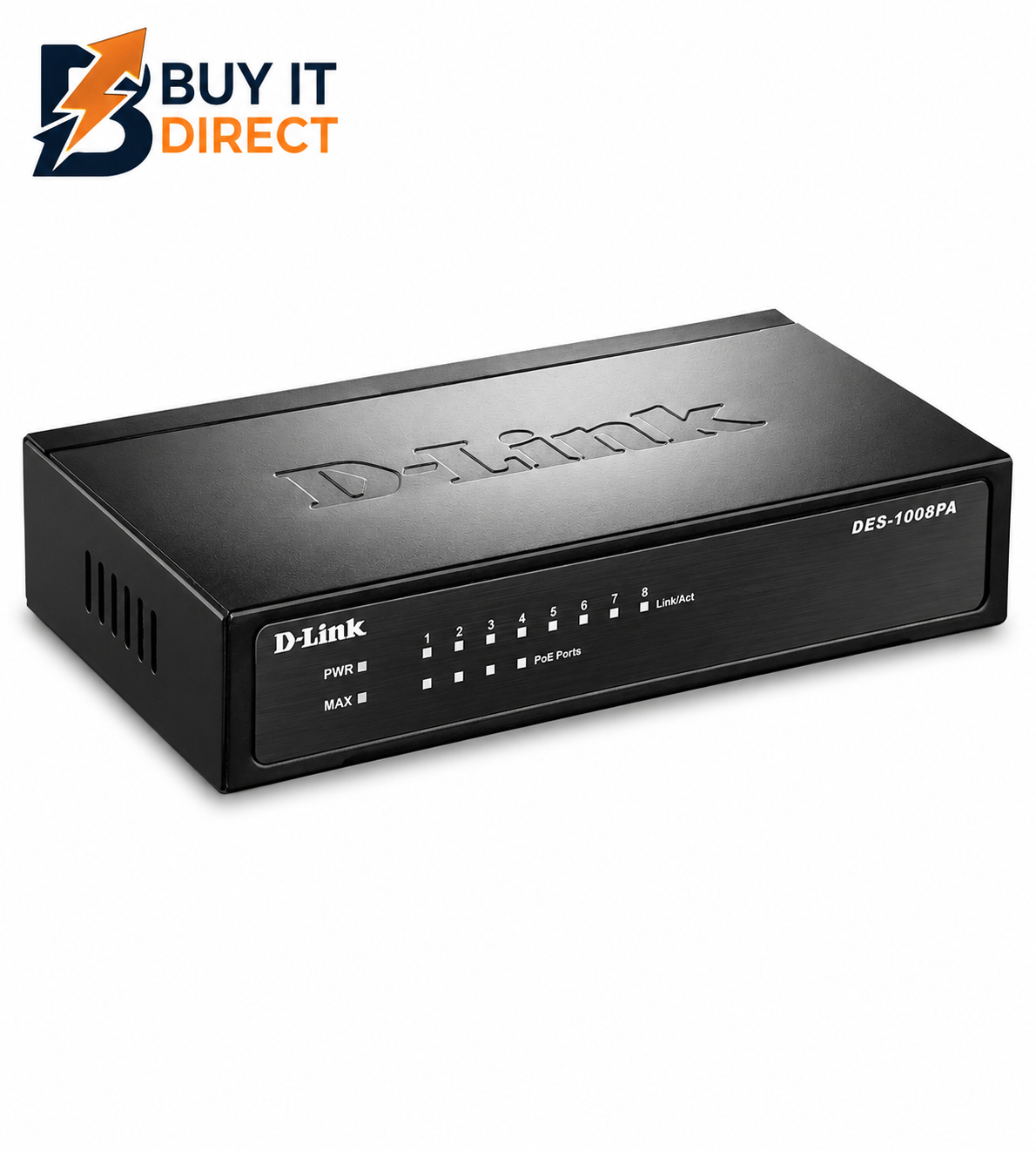 مبدل D-Link المكتبي غير المُدار بـ8 منافذ 10/100 و4 منافذ PoE - DES-1008PA