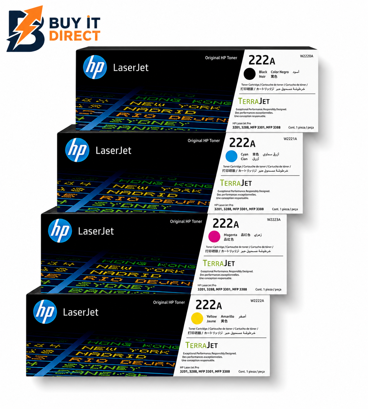 HP 222A LaserJet Toner Cartridge Full Set