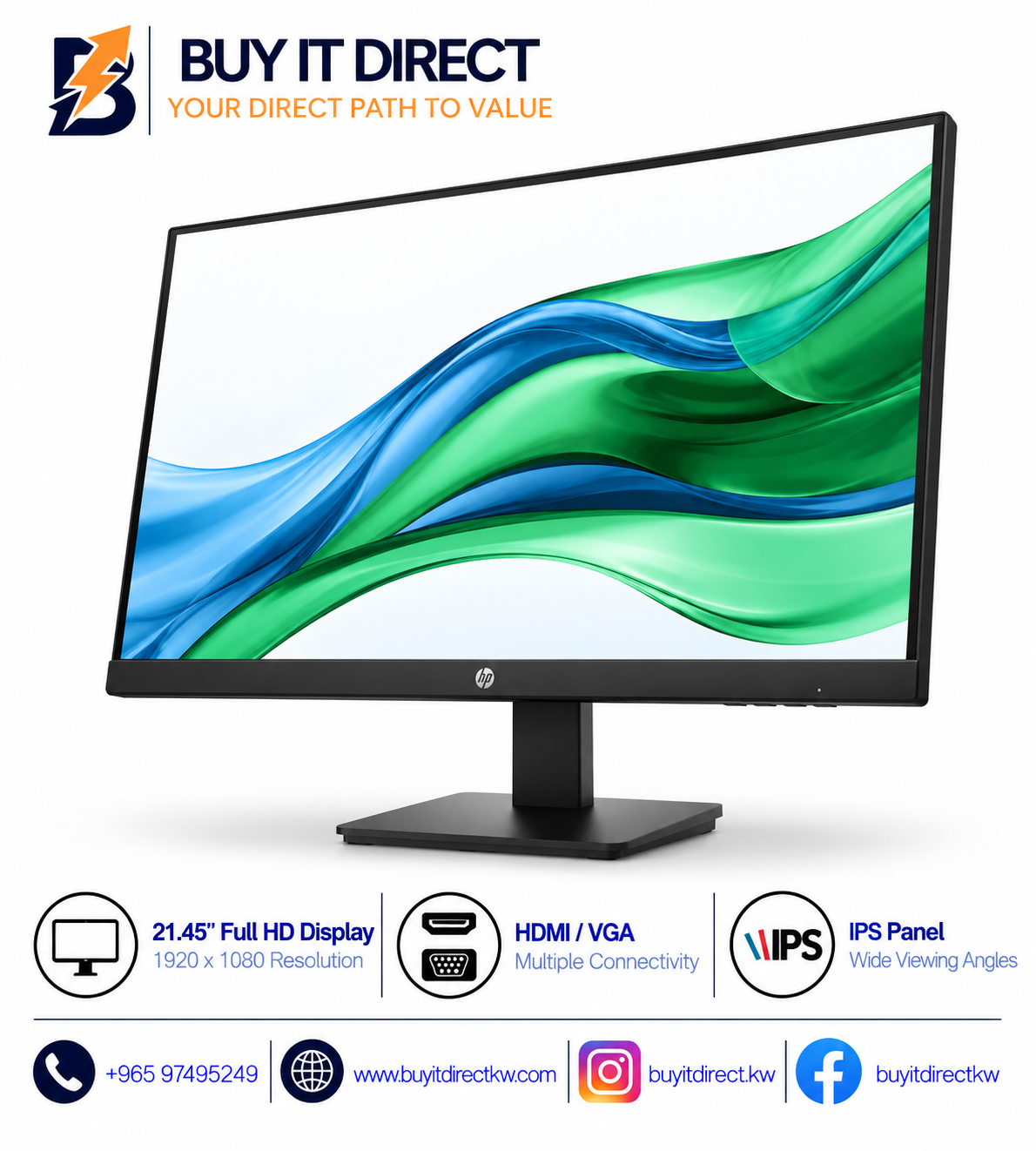 HP Series 3 Pro 322pe 21.45" FHD IPS Monitor - 100Hz / HDMI / VGA
