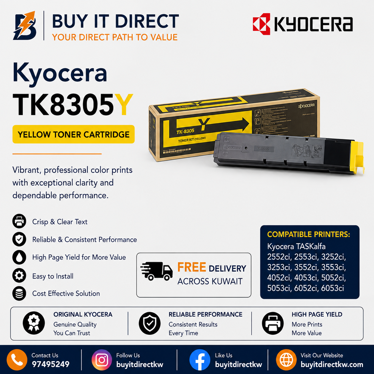 خرطوشة تونر أصفر Kyocera TK8305Y
