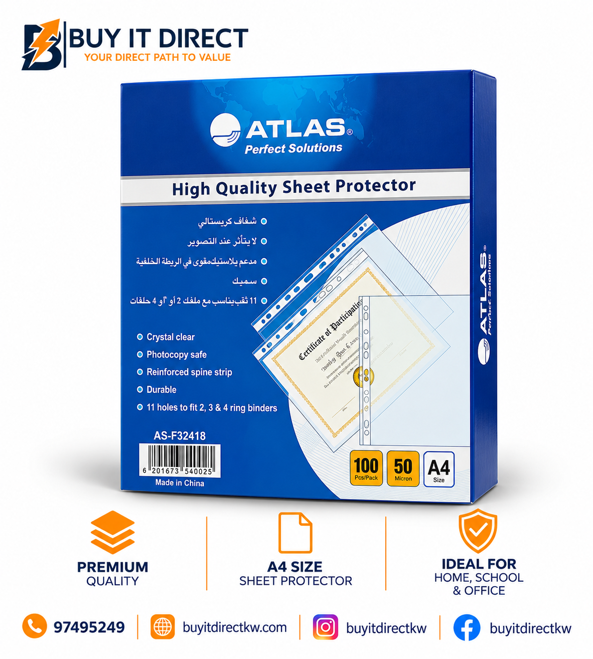 A4 Sheet Protectors 100 Pieces
