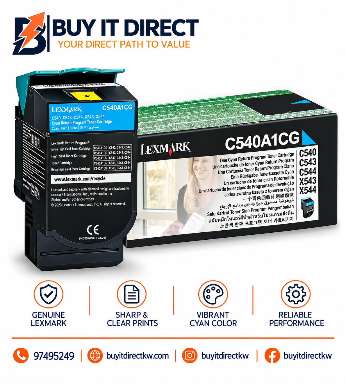 خرطوشة حبر سماوي لبرنامج الإرجاع Lexmark C540 C540A1CG