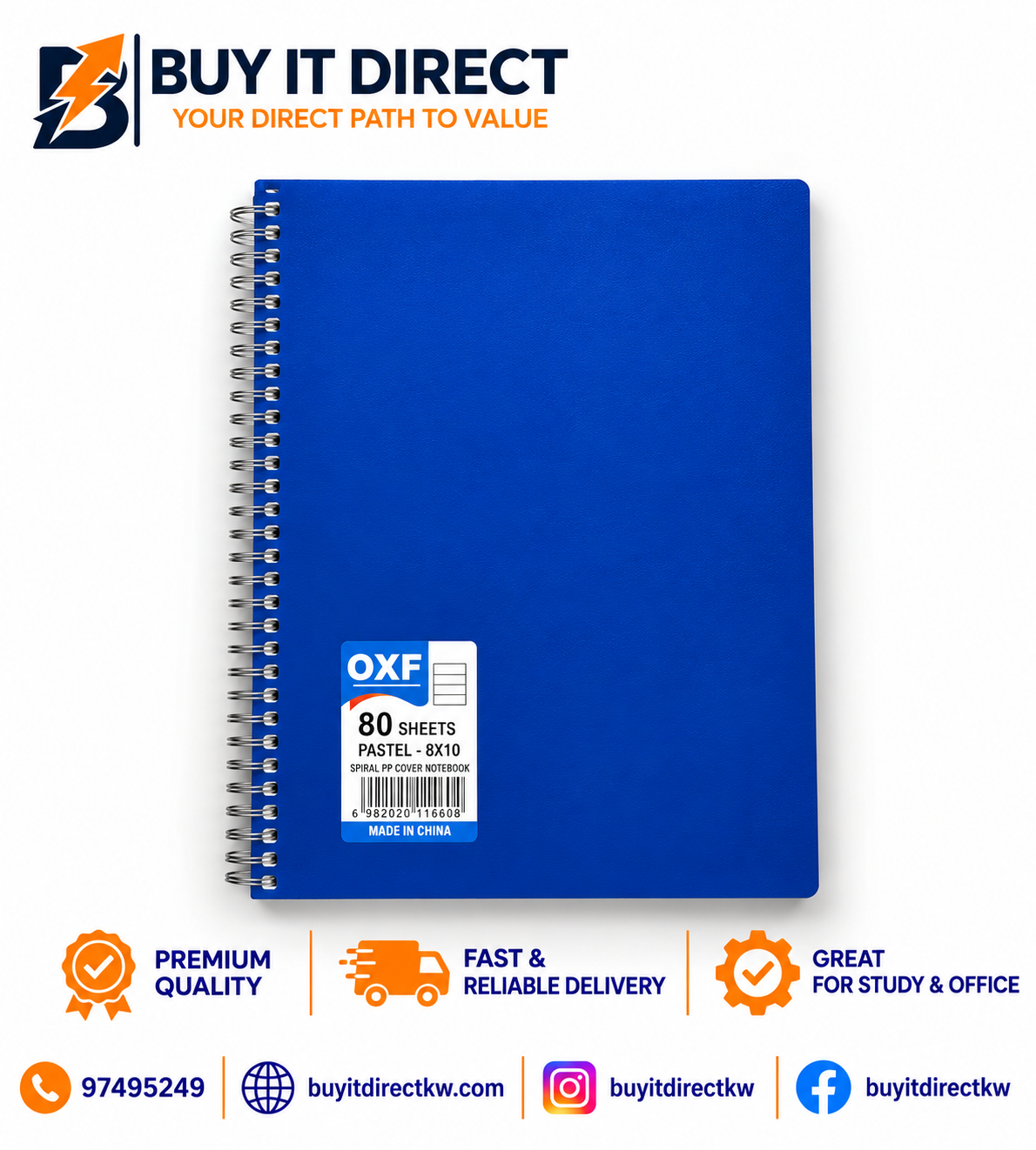 Oxford Spiral Cover Notebook 80 Sheets