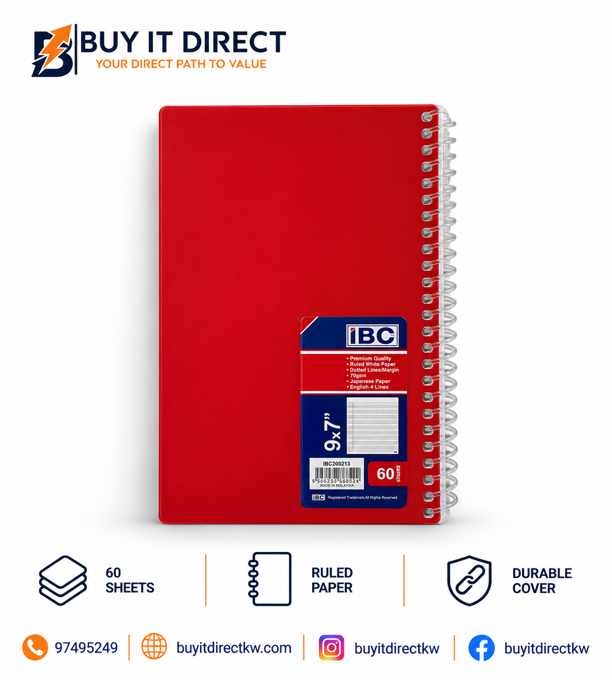 IBC English 4 Lines Notebook 9 x 7 Inch 60 Sheets
