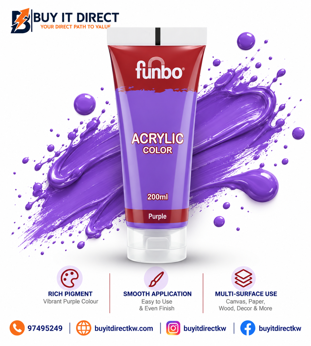 Acrylic Color Paint 200 ml Purple