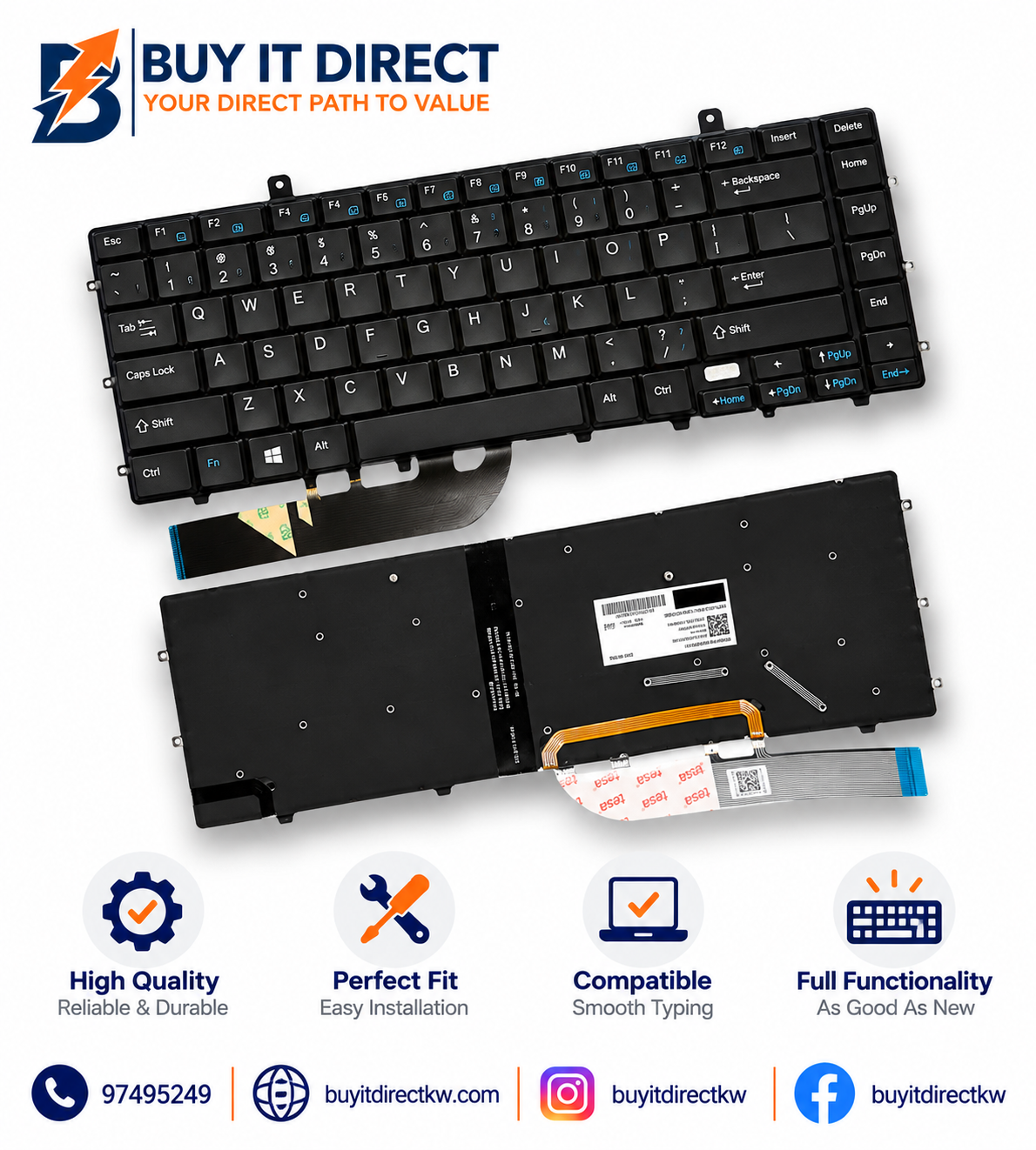 Dell XPS 15 9550 9560 Laptop Keyboard Black US English Arabic Layout