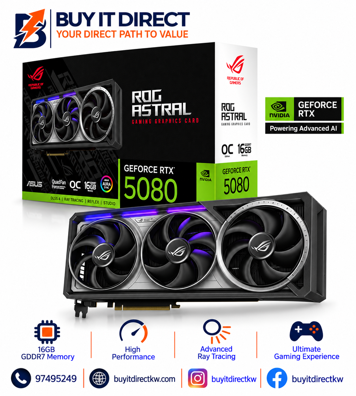 ASUS ROG Astral GeForce RTX 5080 OC Edition 16GB Graphics Card