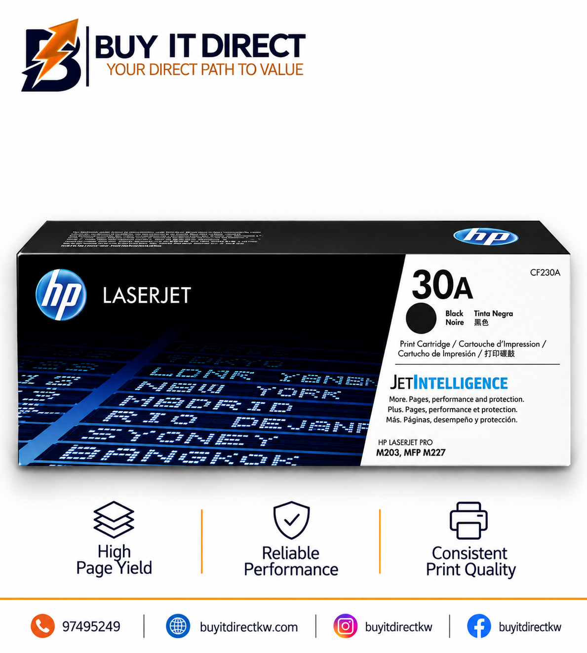 HP 30A Black Original LaserJet Toner Cartridge 1600 Pages CF230A