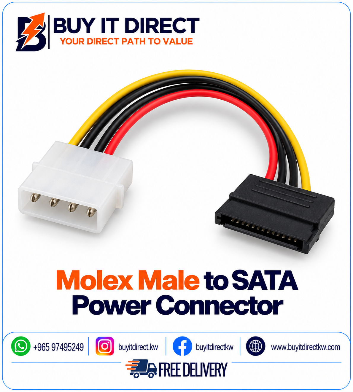 موصل طاقة Molex ذكر إلى SATA