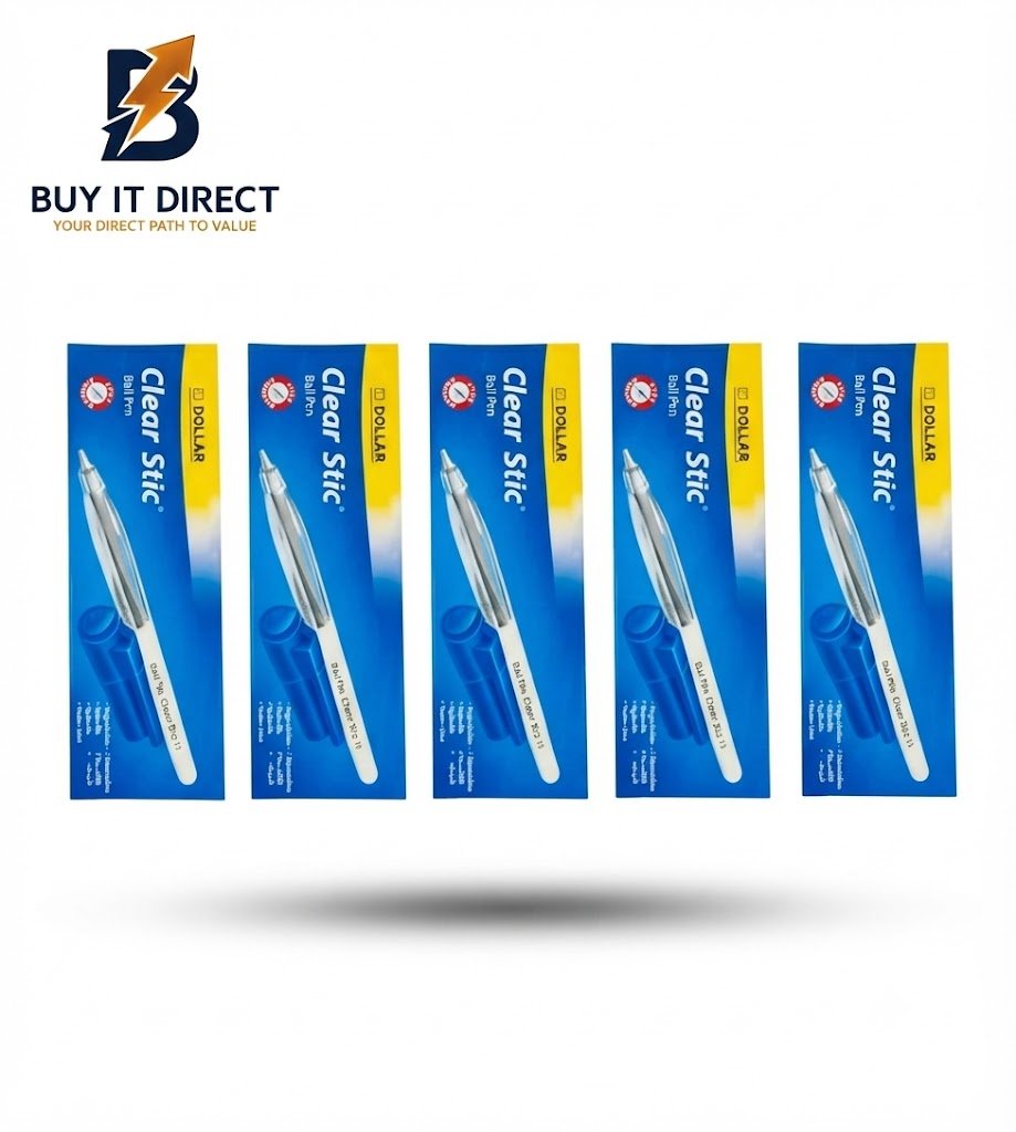 Dollar Clear Stick Ball Pen 5 Pkts