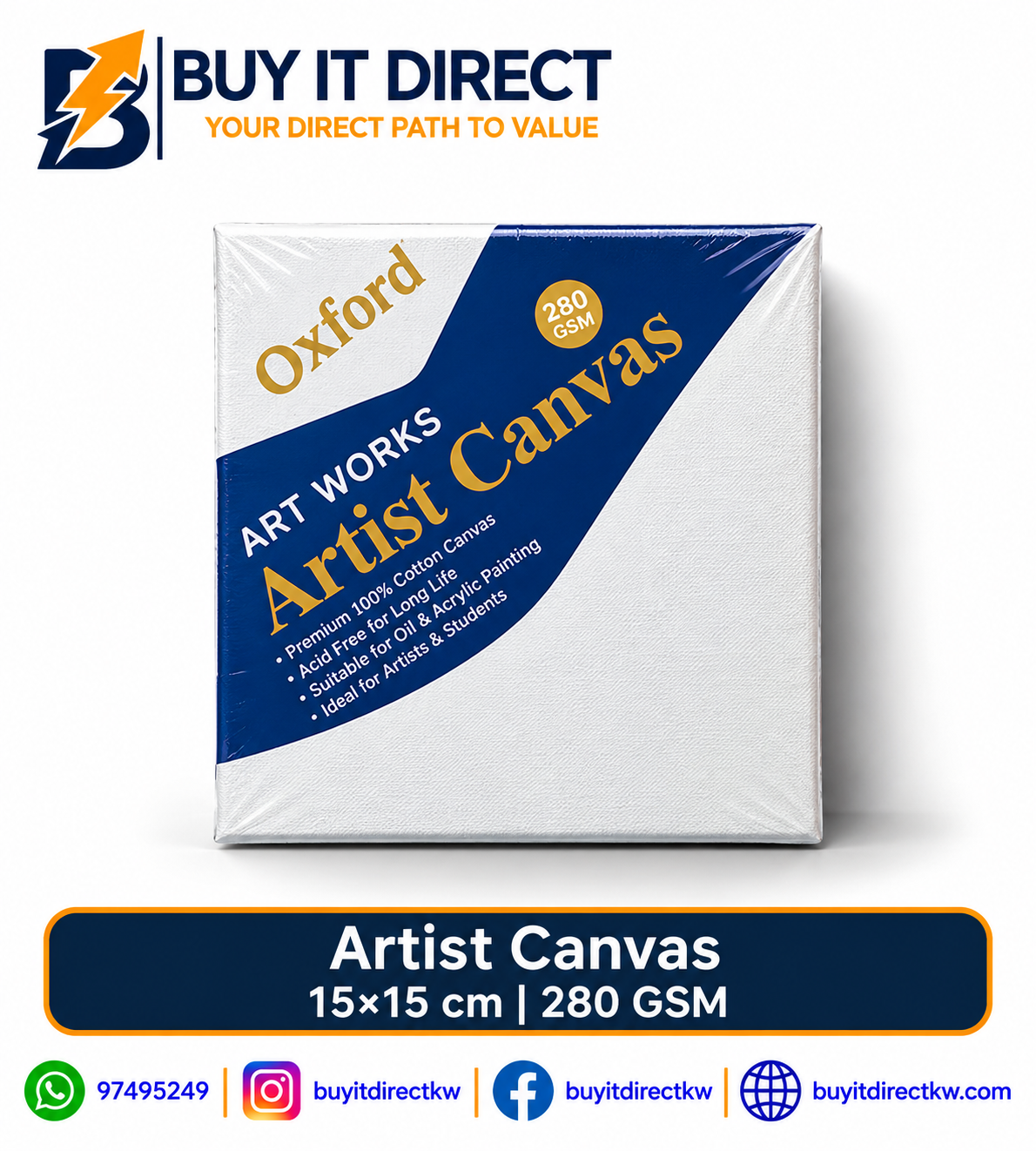 ARTIST CANVAS – 15 × 15 CM, 280 GSM