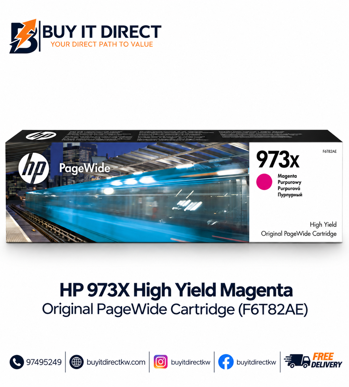 HP 973X High Yield Magenta Original PageWide Cartridge