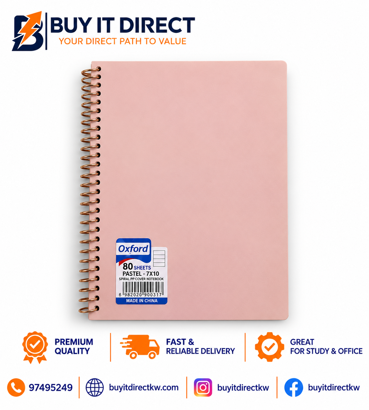 Oxford Spiral Cover Notebook 80 Sheets
