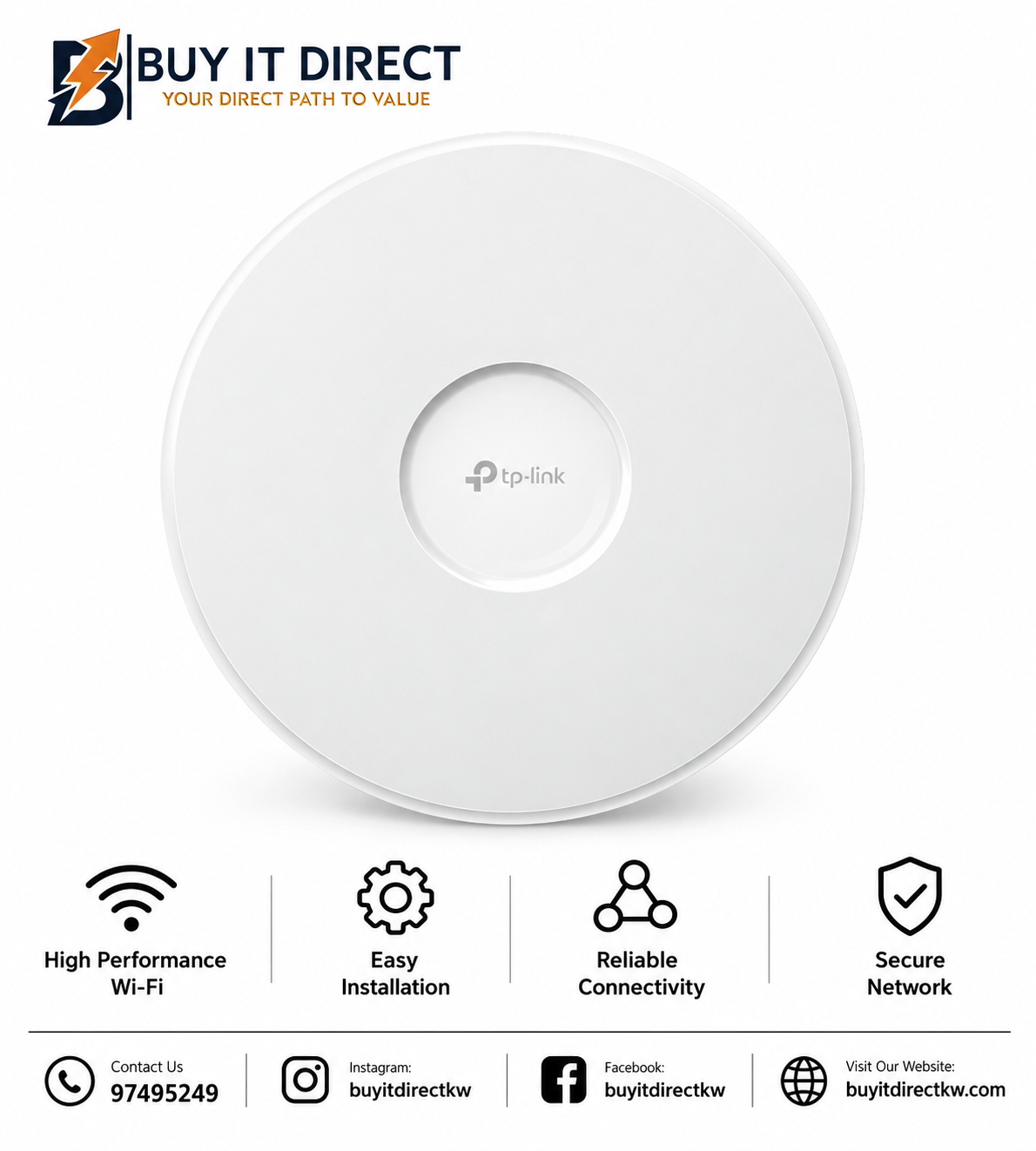 TP-Link Omada EAP773 BE9300 Ceiling Mount Tri-Band Wi-Fi 7 Access Point EAP773